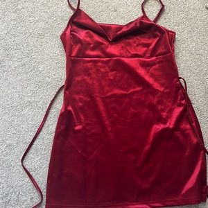 Zaful Womens Satin Spaghetti Strap Mini Dress Red Cowl Neck Homecomin Dress